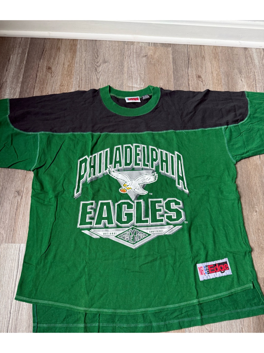 VTG Pro Edge Philadelphia Eagles Throwback Gym Gear Tshirt Green Black Size L XL